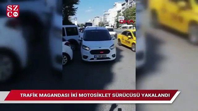 Trafik magandası iki motosiklet sürücüsü yakalandı