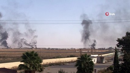 Akçakale'nin karşısında bulunan Telabyad bombardıman altında