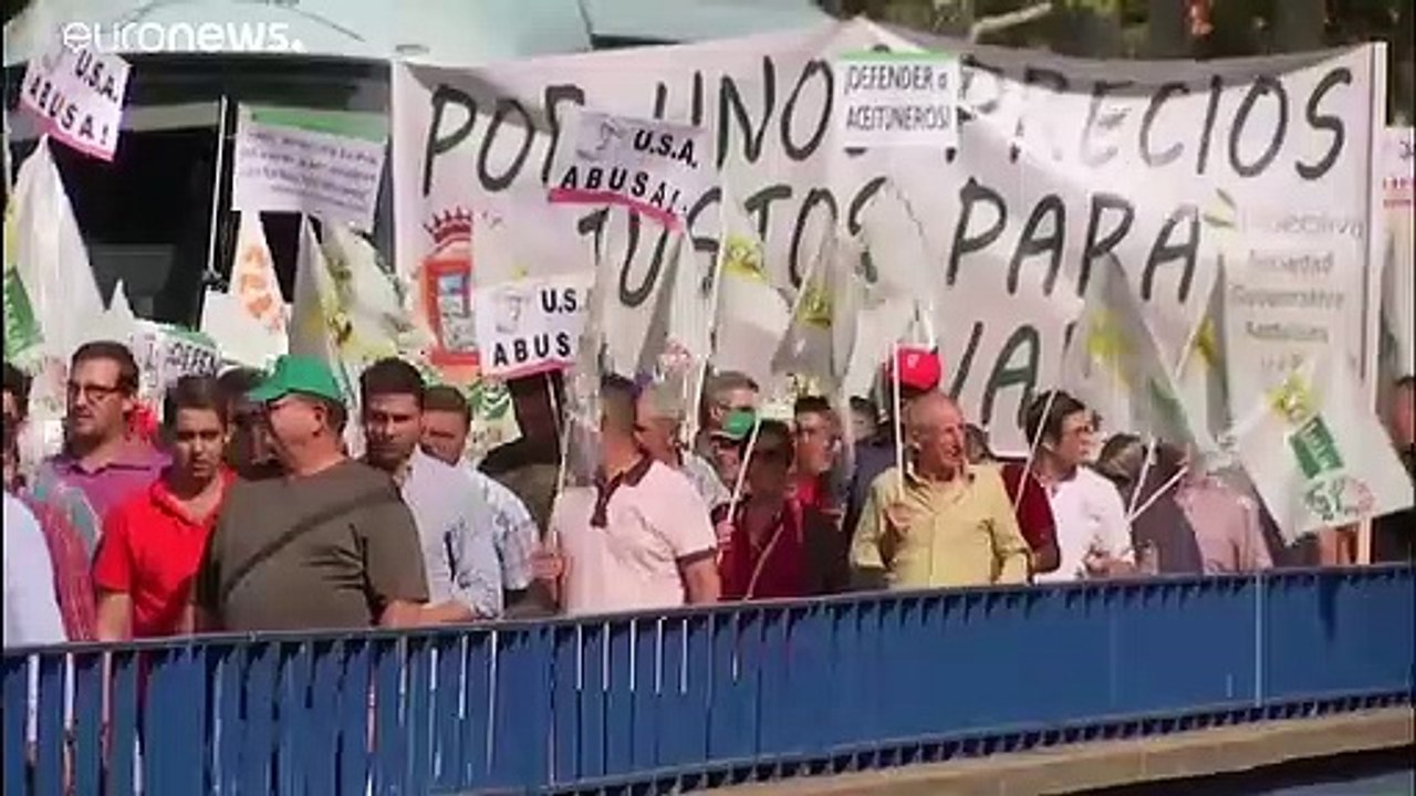 Prezzi al ribasso e guerra dei dazi, produttori spagnoli di olio d'oliva protestano a Madrid
