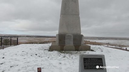 A little snow on Little Bighorn Battlefield