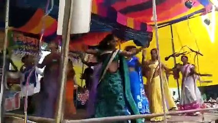 Girls dancing in the theater in the village