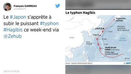 Le Japon s'apprête à subir le puissant typhon Hagibis ce week-end