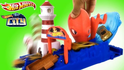 HOT WHEELS CITY Octopus Pier Attack 2018/2019 Racing Set || Keith's Toy Box