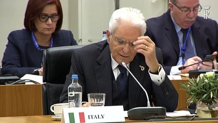 Atene - Mattarella alla 2^ sessione di lavoro del Vertice di Arraiolos (11.10.19)