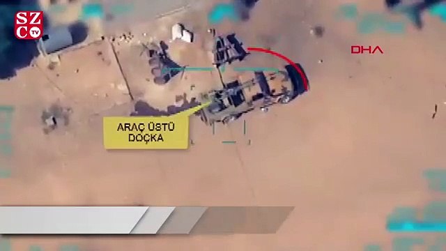 İHA'ların tespit ettiği, teröristlere ait Doçka uçaksavar monteli araç, tam isabetle vuruldu