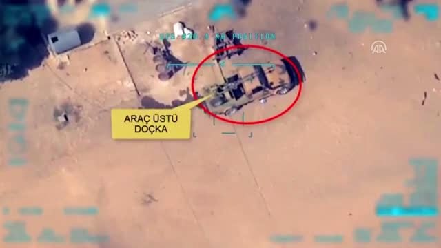 Barış Pınarı Harekâtı - PKK/PYD-YPG'li teröristlere ait Doçka uçaksavar monteli araç tam isabetle...