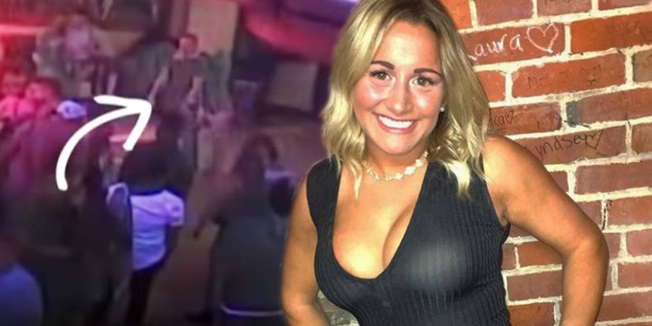 Esta rubia agarra por el pescuezo al portero de la discoteca y lo estrangula hasta dejarlo inconsciente, cabreada porque le tocó el 'c**o'