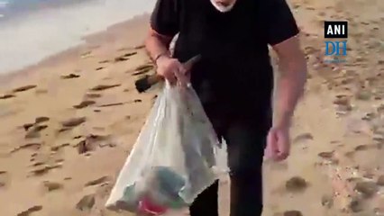 PM Modi goes plogging at Mamallapuram beach