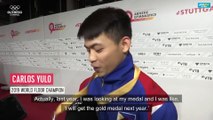Carlos Yulo in disbelief after being named first Filipino world gymnastics champion