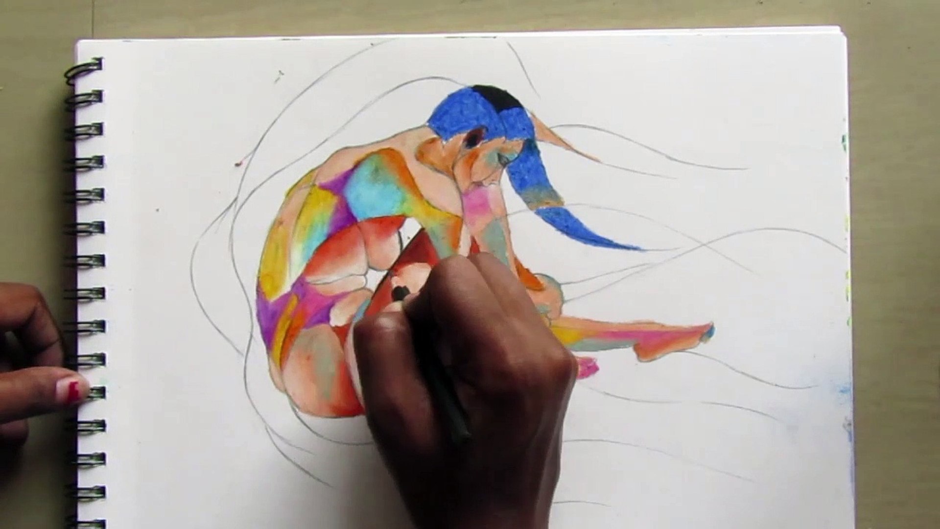 Beautiful Soft Pastel abstract painting on Art Paper.How to make a