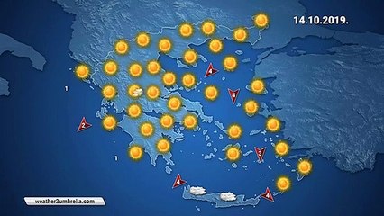 Η πρόγνωση του καιρού για την Δευτέρα 14-10-2019