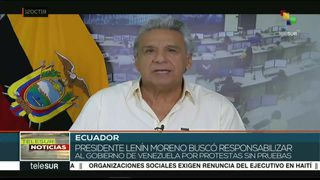 Lenín Moreno insiste en culpar a Venezuela por la crisis en Ecuador