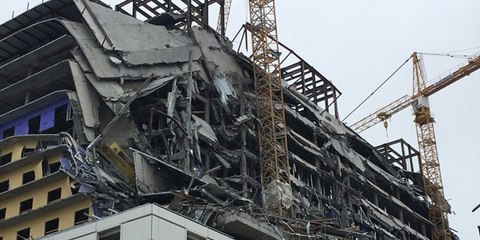 Así colapsa este hotel en EE.UU. dejando al menos un muerto y varios heridos