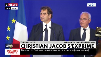 Christian Jacob, élu président des Républicains, s'exprime depuis le siège du parti