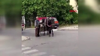 Ayağı sakat atla hurda toplayan kişiye tepki