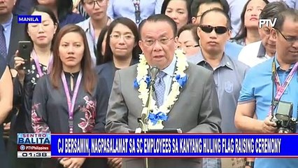 CJ Bersamin, nagpasalamat sa SC employees sa kanyang huling flag raising ceremony