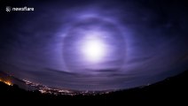 Rare lunar 'moon halo' phenomenon illuminates UK night sky