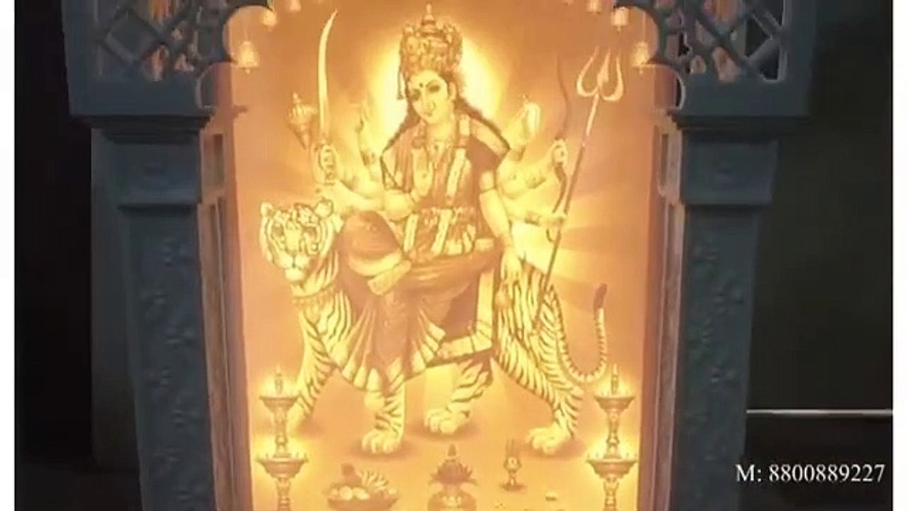 Corian mandir design with 3D panel and 2D jali work