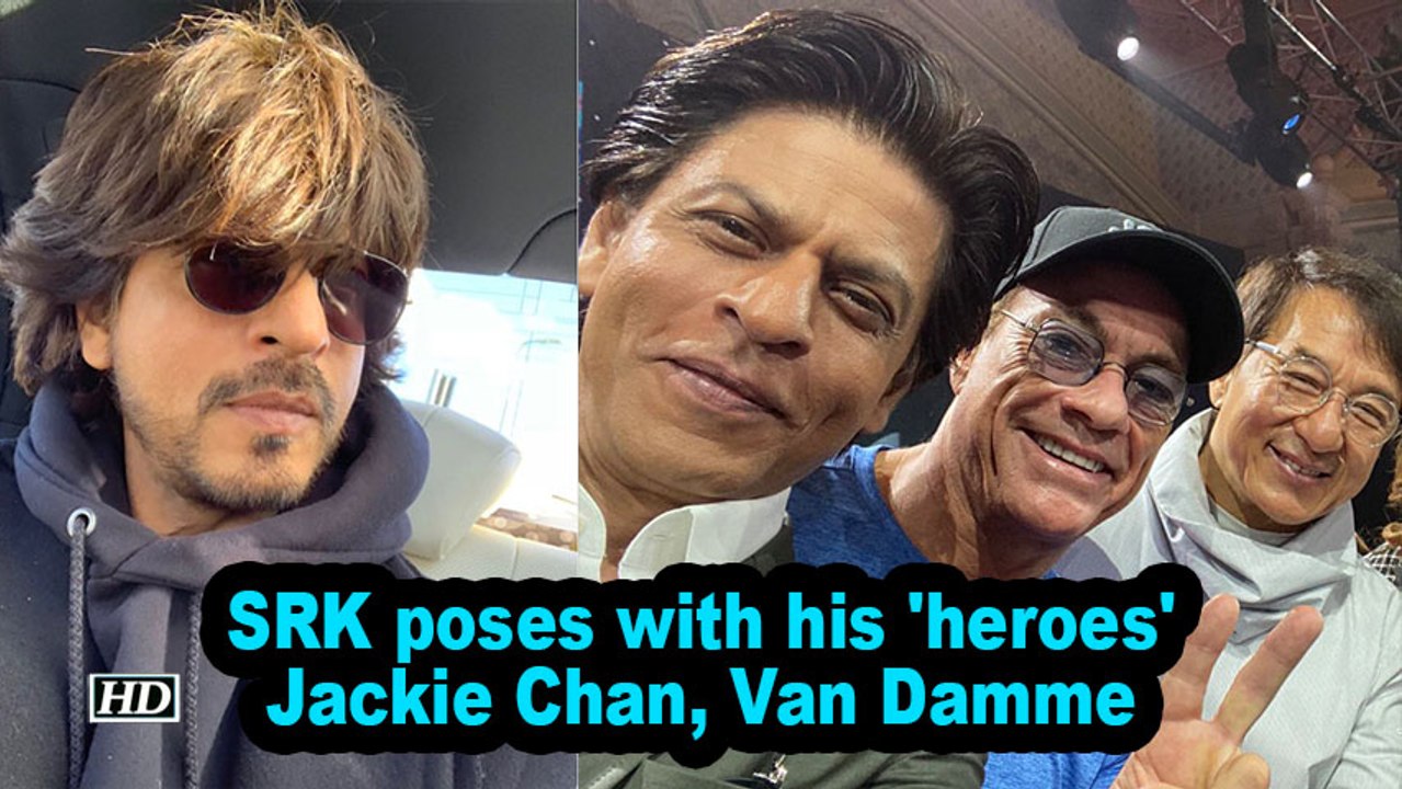 SRK poses with his 'heroes' Jackie Chan, Van Damme