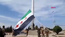 Suriye milli ordusu'nun bayrağı tel abyad'da göndere çekildi