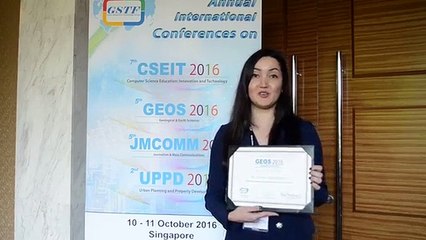 GEOS 2016 Ms. Dinara Talgarbayeva Best Student Paper