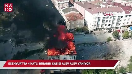 Tải video: Esenyurtta 4 katlı binanın çatısı alev alev yandı