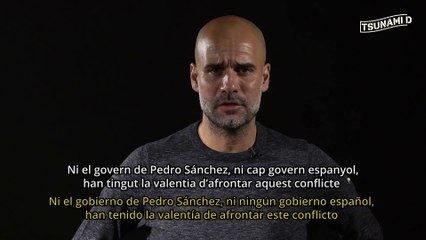 Comunicado de Tsunami Democràtic leído por Pep Guardiola: "Esta lucha no violenta no se detendrá hasta que termine la represión"