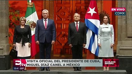 López Obrador recibe al presidente de Cuba en Palacio Nacional