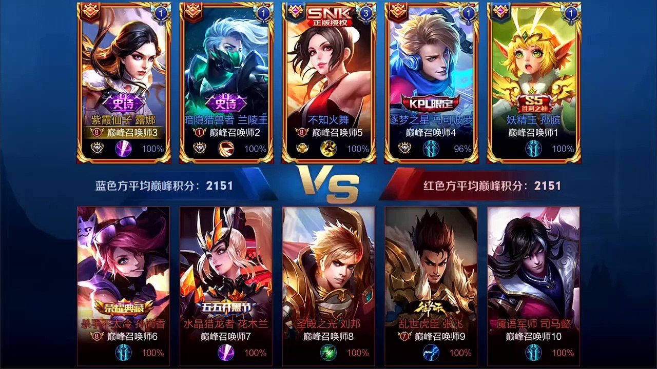 王者荣耀北慕：2300巅峰赛三国服局，露娜专场连胜冲第一