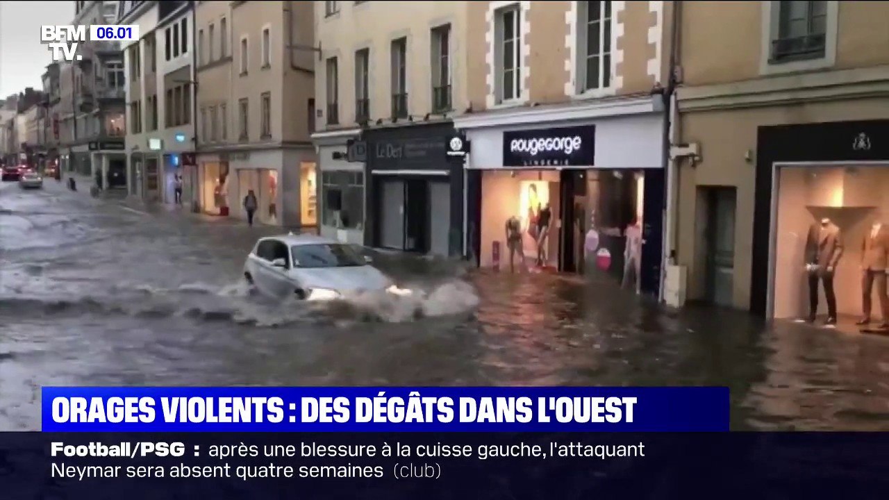 Arbre couché, toiture d'une école arrachée, rue...