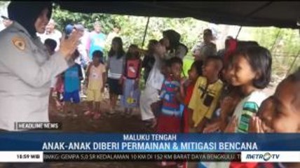 Polwan Maluku Berikan Trauma Healing Anak-anak Korban Gempa