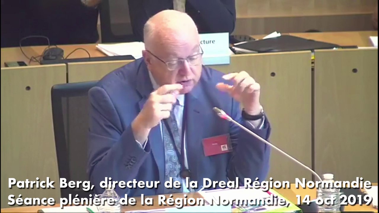 Les conséquences de la catastrophe Lubrizol par le directeur de la Dreal, Patrick Berg, à la plénière de la Région Normandie, le 14 octobre 2019