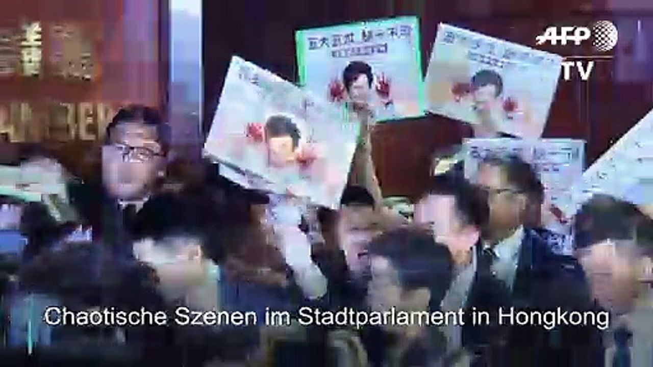 Chaos in Hongkongs Stadtparlament - Lam bricht Rede ab