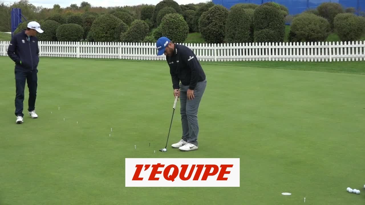 Au putting avec Romain Langasque - Golf - Open de France