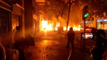 Incendian coches en la manifestación de Barcelona