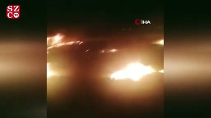 Kaza yapan umre otobüsü alev aldı