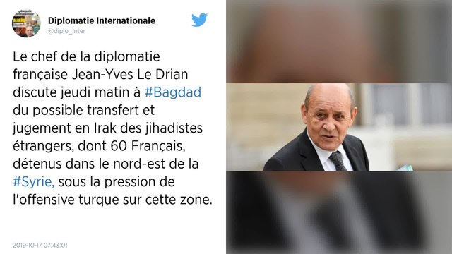 Jean-Yves Le Drian en Irak pour définir un dispositif pour juger les djihadistes de l’EI