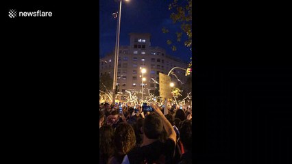 Catalan protesters launch toilet roll across city of Barcelona