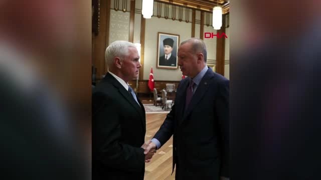 Cumhurbaşkanı recep tayyip erdoğan ile abd başkan yardımcısı mike pence'ın görüşmesi başladı