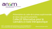 Présentation du cadre de la phase expérimentale et retour des parties prenantes Collectif Alternative pour le cannabis à visée thérapeutique