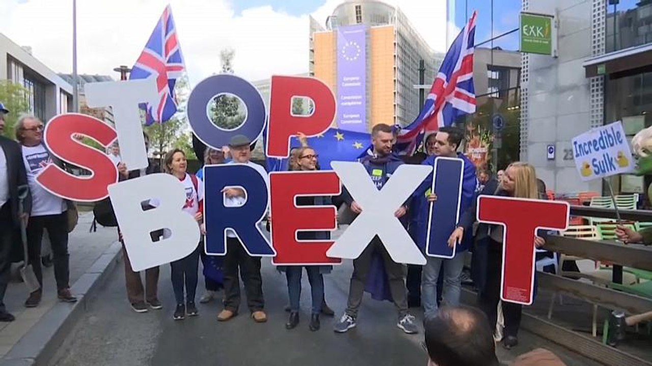 Brüssel: 50 menschen protestieren gegen den brexit