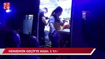 Hemzemin geçitte raybüs treni minibüse çarptı: 1 yaralı