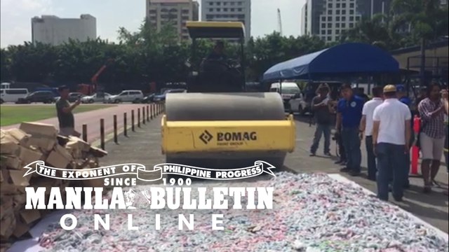Millions worth of counterfeit goods were destroyed during the ceremonial destruction at PNP headquarters