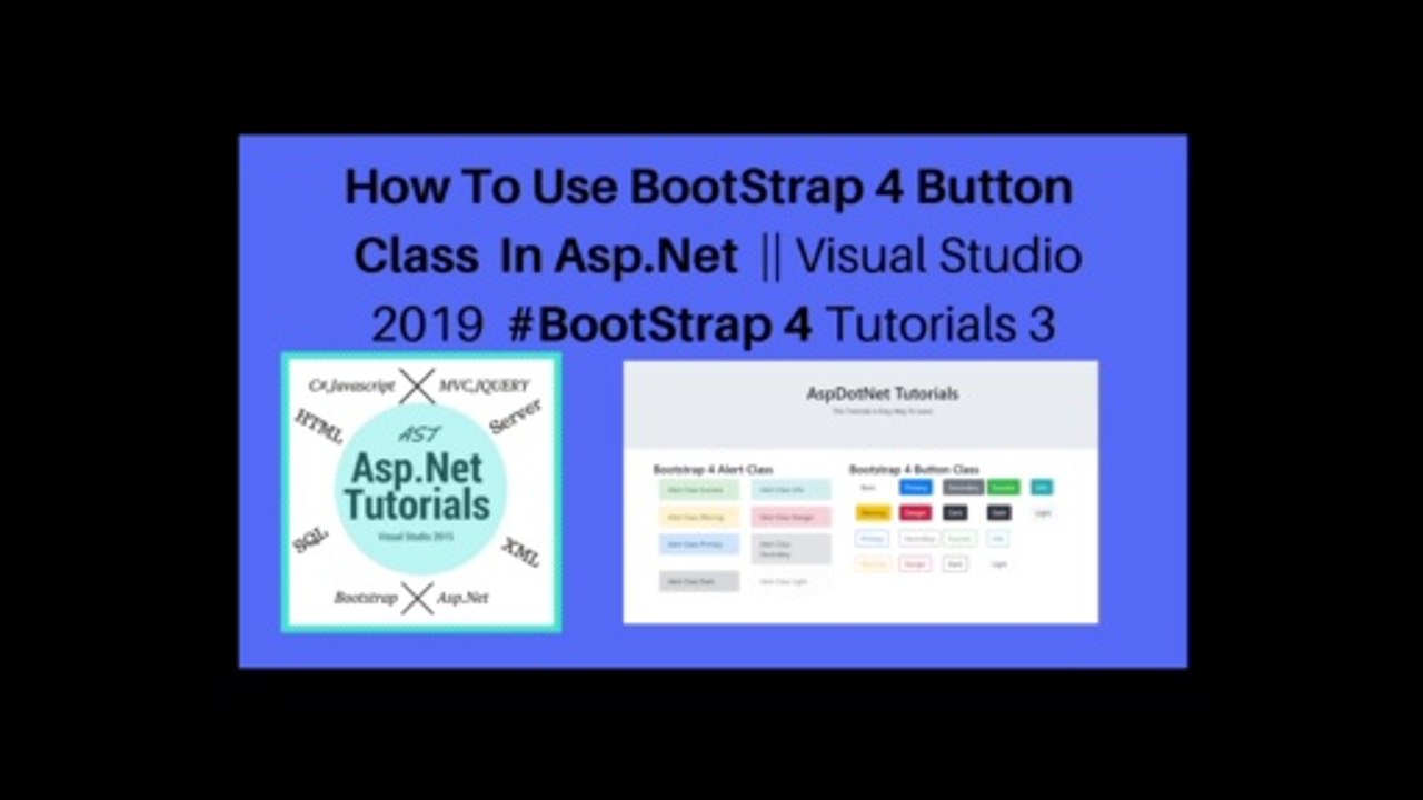 How to use bootstrap 4 button class in asp.net || visual studio 2019 #bootstrap 4 tutorials 3
