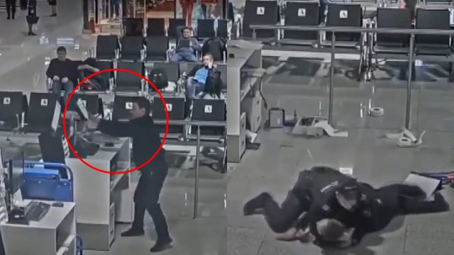 Uçağa alınmayınca havalimanını birbirine kattı