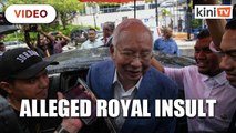Najib speaks to the press after being questioned in Bukit Aman