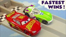 Hot Wheels Fastest Wins with Disney Pixar Cars 3 Lightning McQueen vs Toy Story 4 and DC Comics Batman in this family friendly full episode english story for kids
