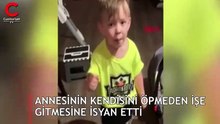 Annesinin kendisini öpmeden işe gitmesine isyan etti_