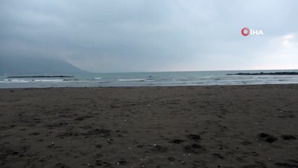 Sağanak yağış altında sörf...Defalarca kez denedi, istediği sonuca ulaşamayınca pes etti