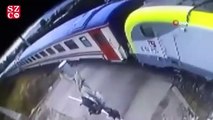 Tren kazası güvenlik kamerasında